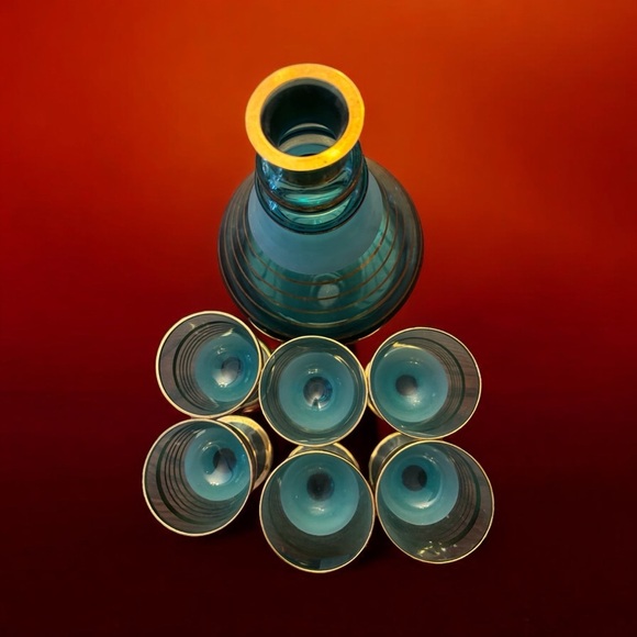 ✨ MCM Bohemian Turquoise Decanter Set – Vintage Elegance for Your Home Bar! ✨ - Picture 6 of 10